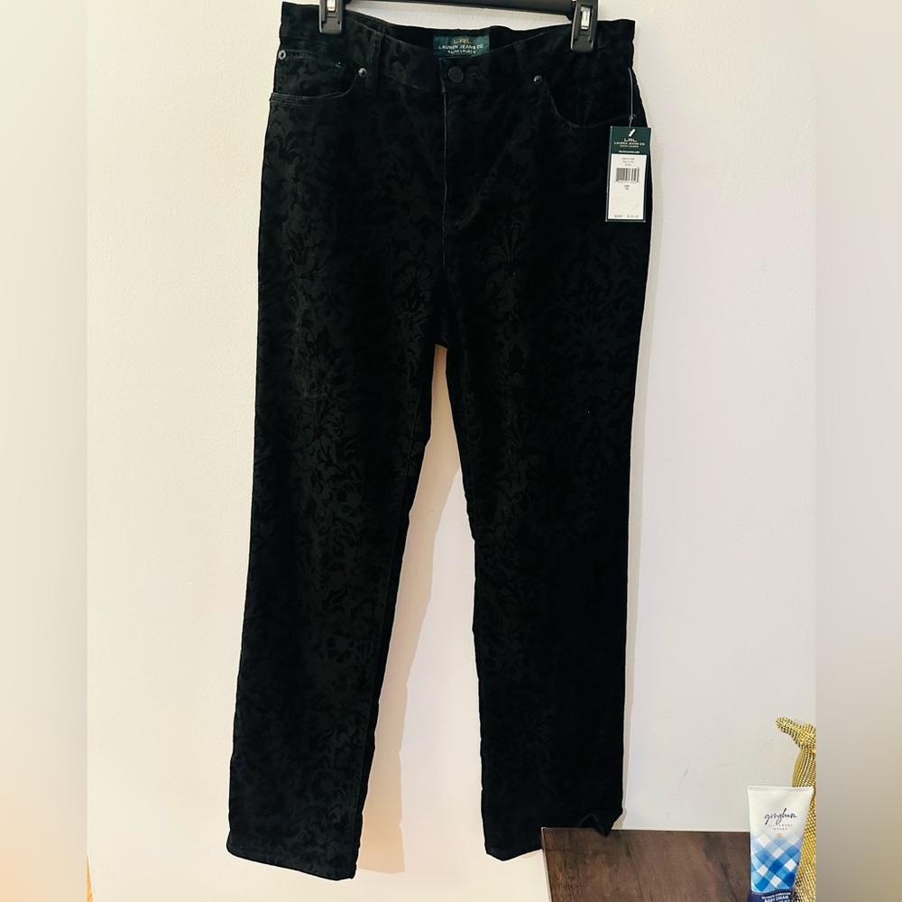 Lauren Ralph Lauren Black Floral Straight Leg Pants - Picture 1 of 10